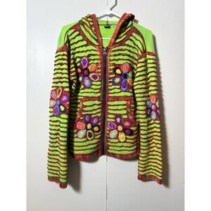 KPC Patchwork Razor Cut Out Hoodie Jacket Neon Goth Fairy Grunge Pixie‎ Festival